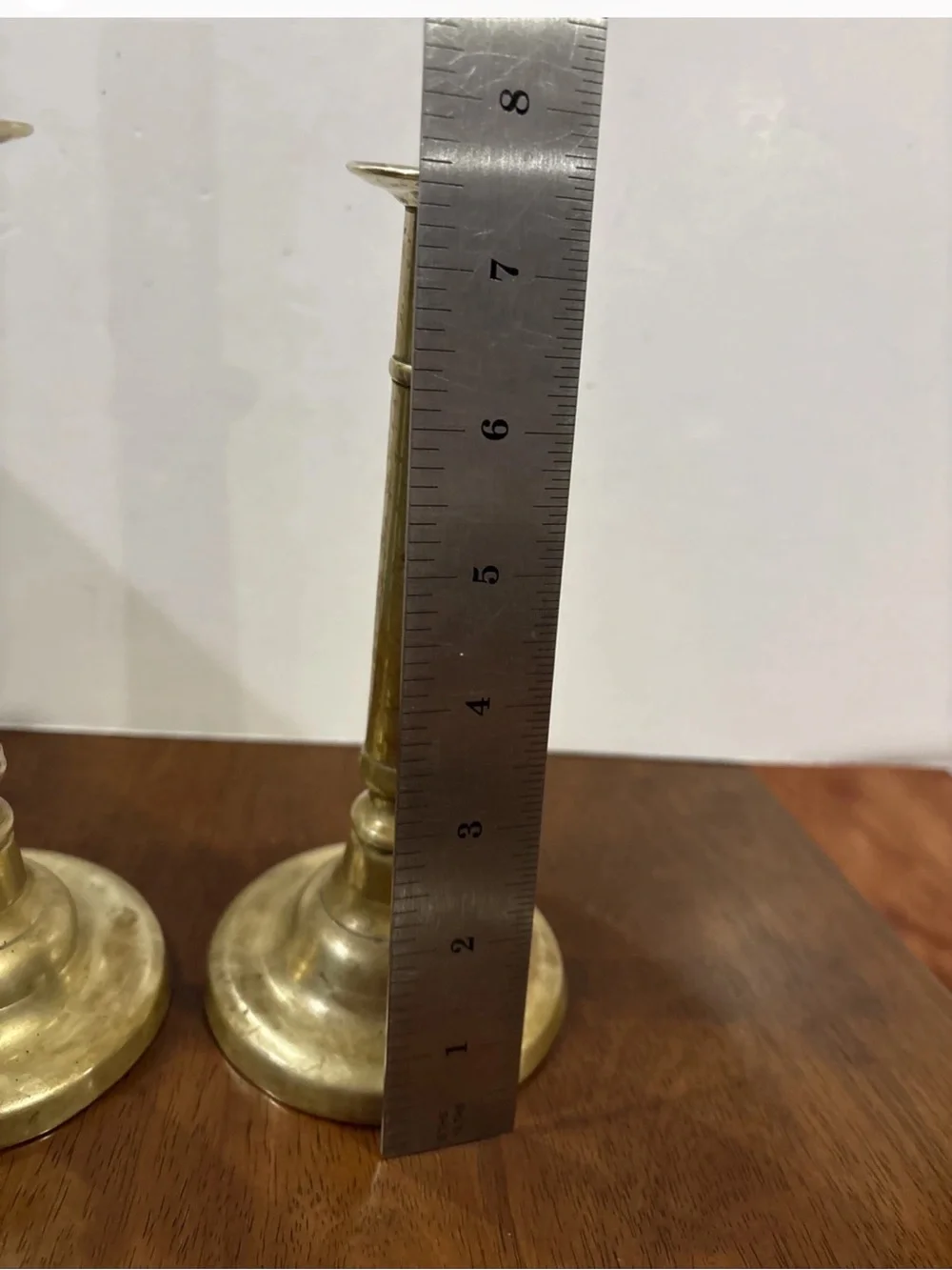 Pair of Antique European Adjustable Brass Candlesticks Push Up